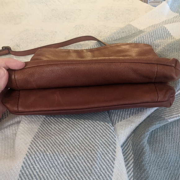 Margot leather adjustable strap purse in brown. - Picture 11 of 13